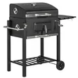 Outdoor Charcoal Barbecue Grill Trolley and Smoker Combo - 1