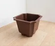 Embossed Coffee Brown Plastic Flower Pots - 2
