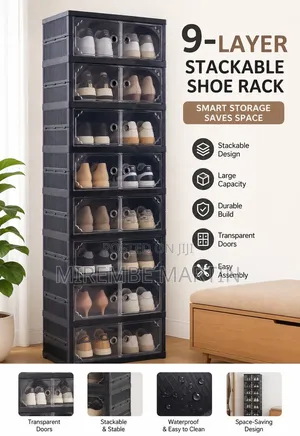 Dust Proof Shoe Rack - Black