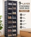 Dust Proof Shoe Rack - Black - 2