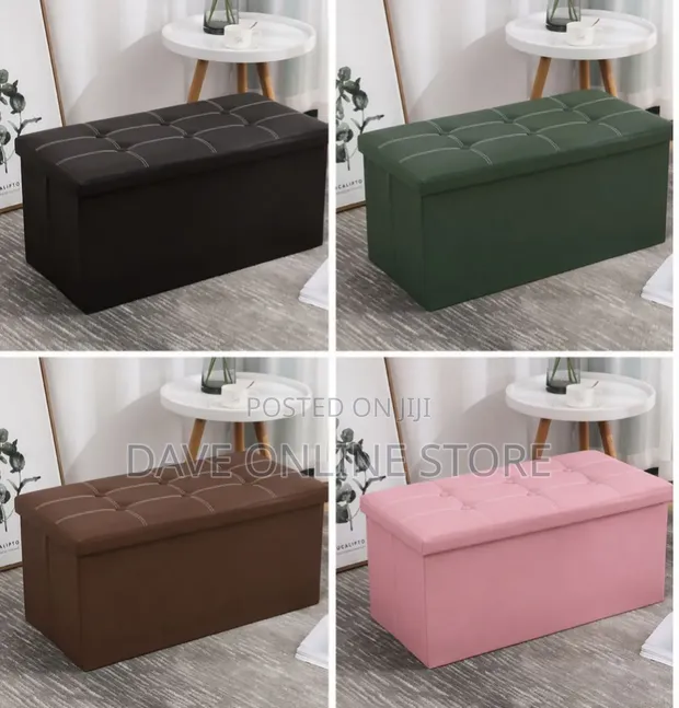 Leather Ottoman Storage Boxes - Brand New - 1