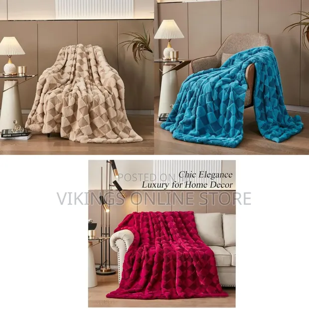 Luxury Faux Fur Rabbit Throw Blanket - Pink 90"x80" - 1