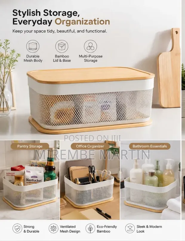 Stackable Mesh Storage Baskets (Black & White) - 1