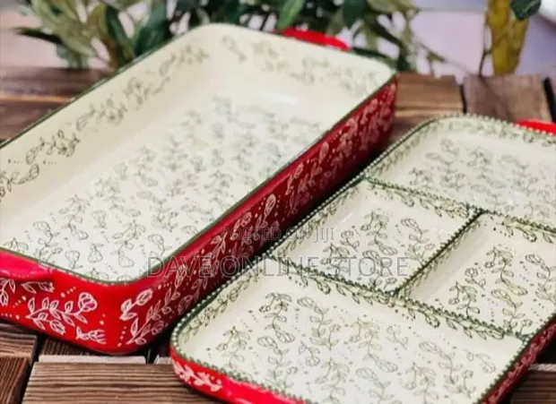 2pc Rectangular Bohemian Lasagna/Baking Tray Set - 1