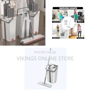 Hands-Free Microfiber Flat Mop with Bucket