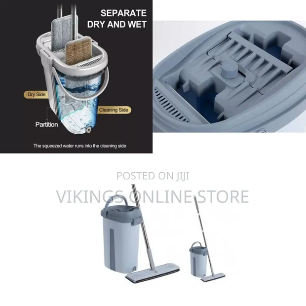 Hand-Free Mop and Bucket Set - Self-Wash Floor Cleaner - 1