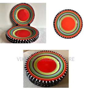Porcelain Multi-Colored Deep Dinner Plates, 6-Piece Rainbow Dinner Set