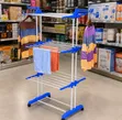 3-Tier Foldable Clothes Drying Rack with Caster Wheels - 1