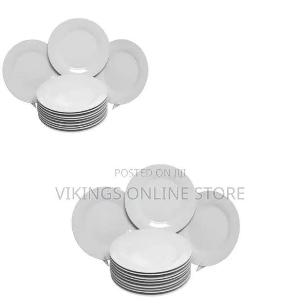 12-Piece 5-Inch Porcelain Cup Saucer Plates - White - 1