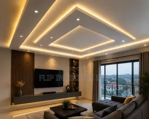 Modern Gypsum Ceiling with LED Strip Lighting