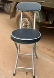 Round Metallic Folding Chair - Black - 2