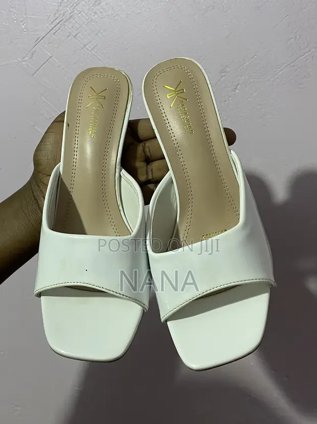 Ladies Heels - White Heeled Sandals - 1