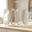 Foldable 4-Panel Jewelry Organizer with Mirror - 4