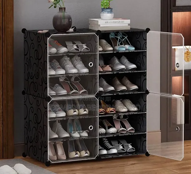 Two Column Plastic Shoe Rack - 8 Layers - 1
