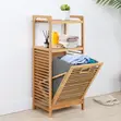 Tilt-Out Bamboo Laundry Hamper Rack with 3-Tier Shelves - 1
