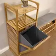 Tilt-Out Bamboo Laundry Hamper Rack with 3-Tier Shelves - 2
