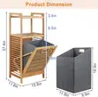 Tilt-Out Bamboo Laundry Hamper Rack with 3-Tier Shelves - 3