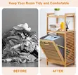 Tilt-Out Bamboo Laundry Hamper Rack with 3-Tier Shelves - 4