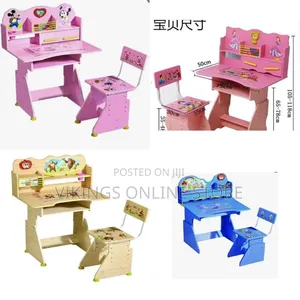 Adjustable Height Children Learning Desk and Chair Set