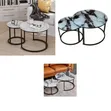 Nesting Coffee Table Set of 2, 23.6" Round Wood Grain - 1
