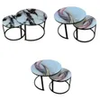 Nesting Coffee Table Set of 2, 23.6" Round Wood Grain - 2