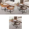 Industrial Rustic Wood Coffee Table Set of 2 Nesting Round End Tables - 2