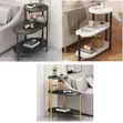 3-Tier Narrow Nightstand with Marble-Style Faux Top - 1
