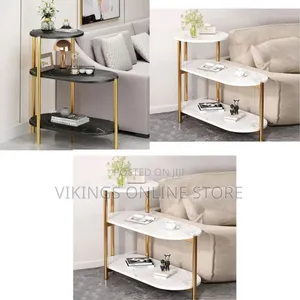 3-Tier Narrow Nightstand with Marble-Style Faux Top