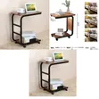 C-Shaped Rolling Coffee Table with Storage Basket - 2