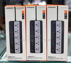 Porodo 3000W Universal Power Strip with 5 AC Outlets & Digital Timer
