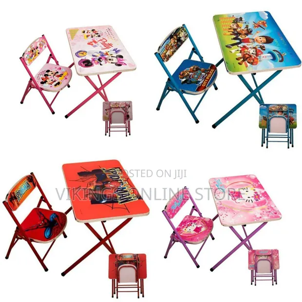 Foldable Kids Table and Chairs - Cartoon Activity - 1