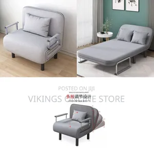 1 Seater Folding Convertible Couch Sofa Bed Chair - Grey
