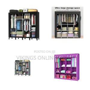 Foldable 4-Column Fabric Wardrobe with Steel Frame