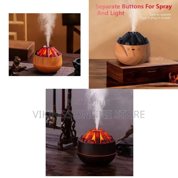 New 300ml Mini Humidifier - Simulated Charcoal Fire - 1