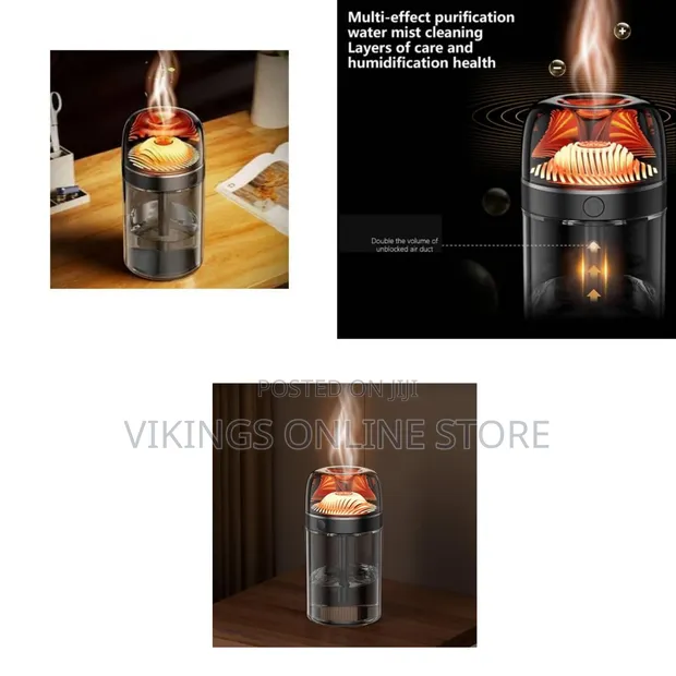 USB Desktop Mini Water Cool Mist Fireplace Flame Aroma Humidifier - 1