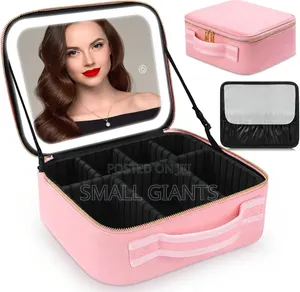 Travel Makeup Case with 3-Color LED Mirror