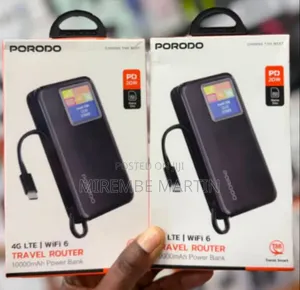 Porodo 4G LTE WiFi 6 Travel Router with 10000mAh Power Bank