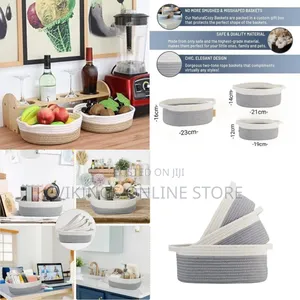 3-Piece Natural Rope Woven Storage Basket Set
