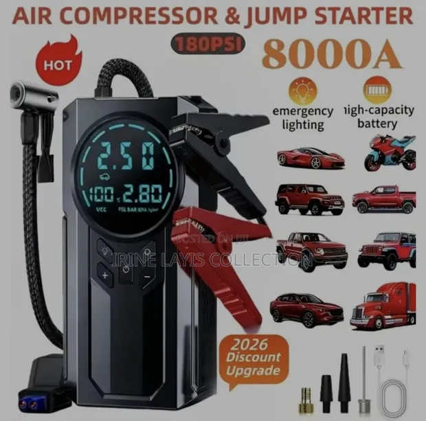 4-in-1 Portable Jump Starter and Air Compressor - 1