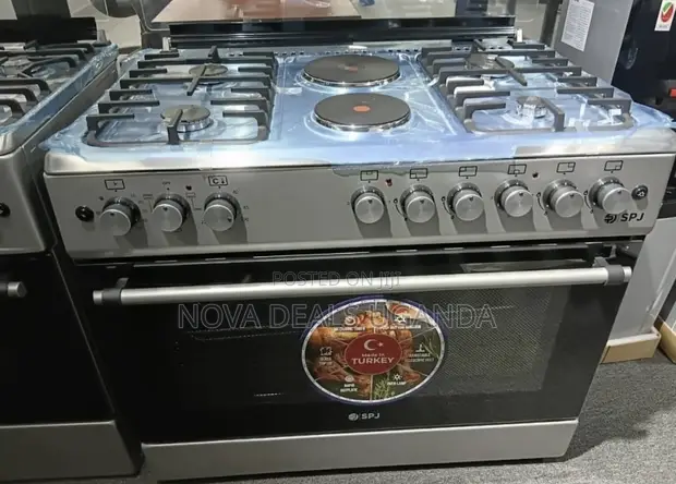 SPJ 90x60cm Cooker - 4 Gas Burners + 2 Electric Plates, Grill, Rotisserie - 1