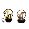 3-Tier Leaf Tabletop Fountain with LED Ring Lights - 2