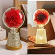 Lamp with Preserved Rose in Resin Ball Glass Dome - 2