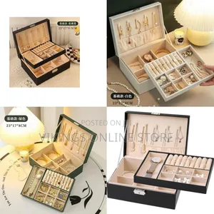 PU Leather 2-Layer Jewelry Box Organizer Travel Case