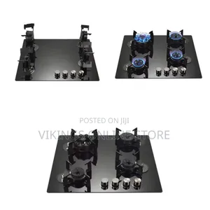 60x60cm Built-in/Stand Support 4-Burner Tempered Glass Gas Stove