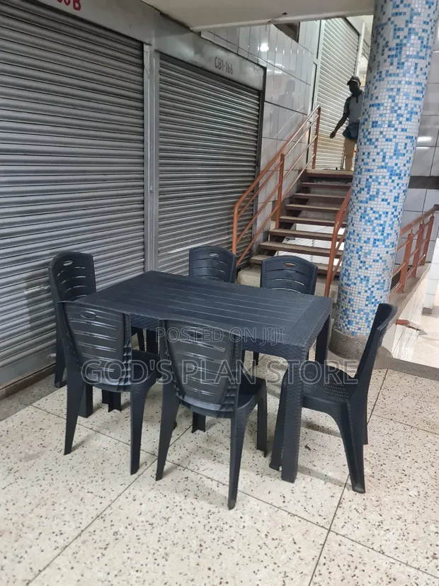 Plastic Dining Table and Chairs Set (Seats 6) - 1