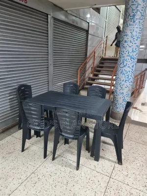Plastic Dining Table and Chairs Set (Seats 6)
