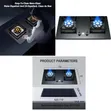 75cm Black Gas Hob with 2 Burners & Wok - 2