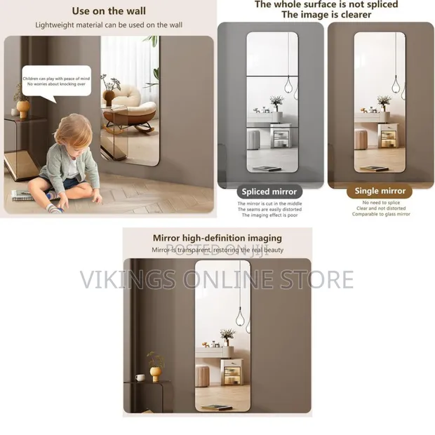 Rectangular Full Body Mirror - Stick-on, DIY, No Drilling - 1