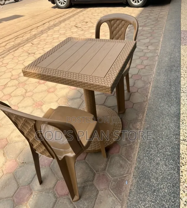 2-Person Plastic Dining Table and Chairs Set - 1