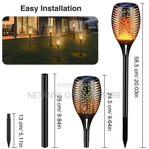 Outdoor Solar Sensor Lights with Flickering Flame Effect - 1